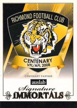 2008 Richmond Football Club Immortals #NNO Header Card Front